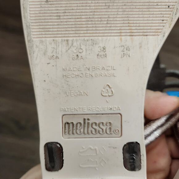 MELISSA‎ Rubber Sandals 7 Metallic Shimmer Beach Minimalist Coastal - Picture 6 of 7